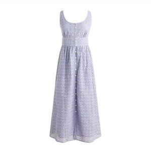 J.Crew Button Front Sleeveless Midi Dress Purple Cotton Eyelet 10T NEW BH292
